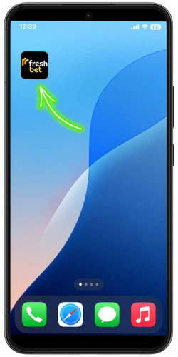 Pantalla de inicio de Android con el icono de la aplicación FreshBet