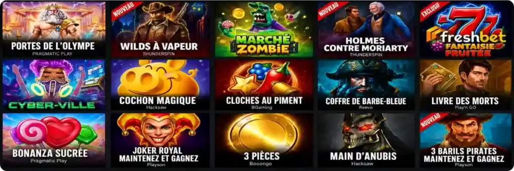 Liste des jeux de machines à sous les plus populaires sur FreshBet