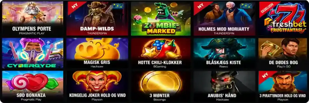 Oversigt over populære spilleautomater på FreshBet