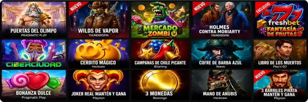 Lista de tragaperras populares en FreshBet
