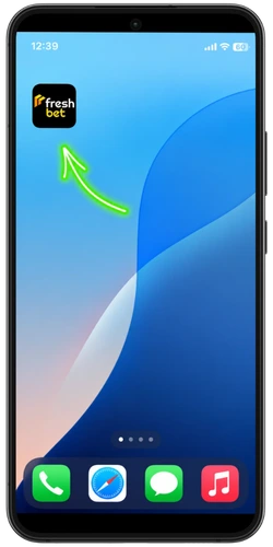 Écran d'accueil Android avec l'icône de l'application FreshBet