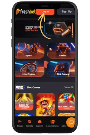 Click the Log In button for Freshbet casino login access