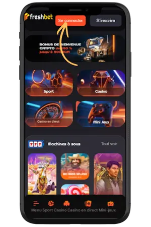 Cliquez sur le bouton Log In pour l'accès Freshbet casino login