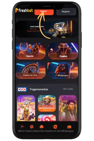 Haz clic en el botón Log In para el acceso Freshbet casino login