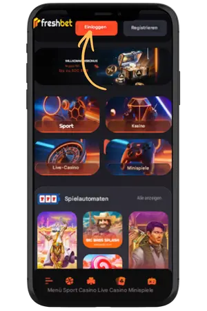 Klicken Sie auf die Log In-Schaltfläche für den Freshbet casino login-Zugang