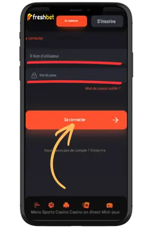 Saisissez l'e-mail et le mot de passe pour terminer le Freshbet login