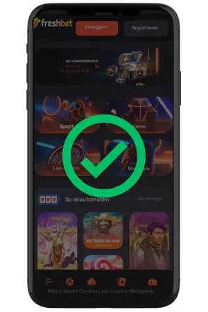 Freshbet casino login bestätigt mit geladenem Konto-Dashboard